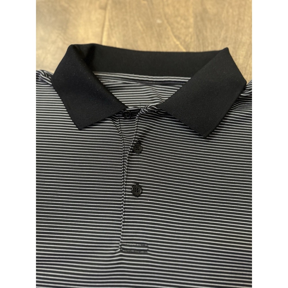 Slazenger Golf Polo Shirt Mens XL Black White Stripe Short Sleeve Collar